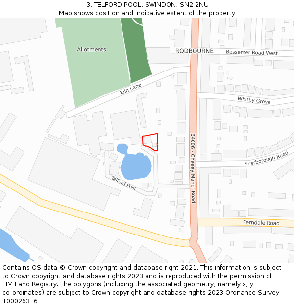 3, TELFORD POOL, SWINDON, SN2 2NU: Location map and indicative extent of plot