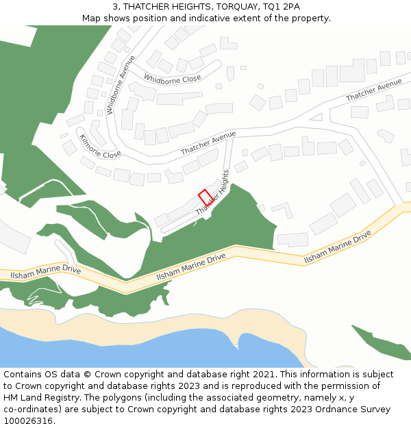 3, THATCHER HEIGHTS, TORQUAY, TQ1 2PA: Location map and indicative extent of plot