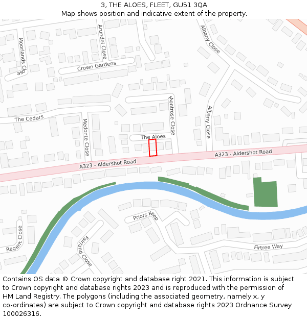 3, THE ALOES, FLEET, GU51 3QA: Location map and indicative extent of plot