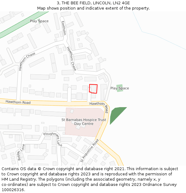 3, THE BEE FIELD, LINCOLN, LN2 4GE: Location map and indicative extent of plot