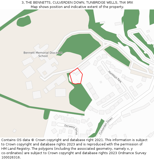 3, THE BENNETTS, CULVERDEN DOWN, TUNBRIDGE WELLS, TN4 9RX: Location map and indicative extent of plot