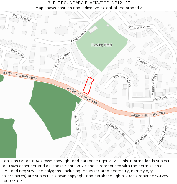 3, THE BOUNDARY, BLACKWOOD, NP12 1FE: Location map and indicative extent of plot