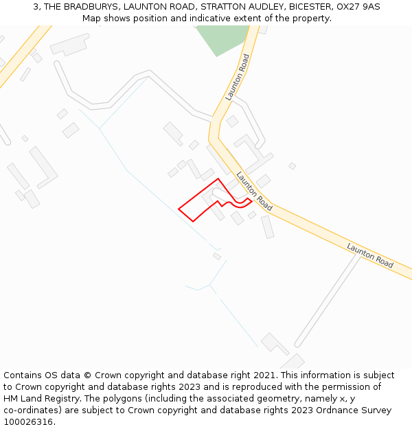 3, THE BRADBURYS, LAUNTON ROAD, STRATTON AUDLEY, BICESTER, OX27 9AS: Location map and indicative extent of plot