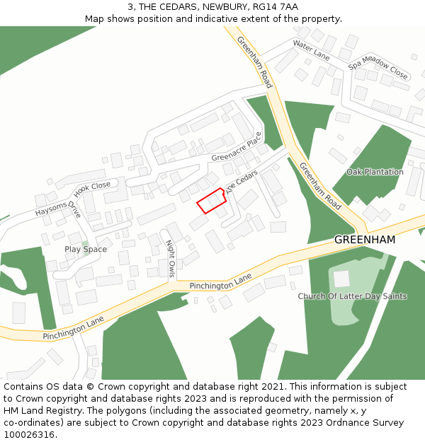 3, THE CEDARS, NEWBURY, RG14 7AA: Location map and indicative extent of plot