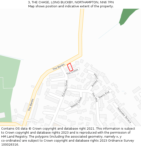 3, THE CHASE, LONG BUCKBY, NORTHAMPTON, NN6 7PN: Location map and indicative extent of plot