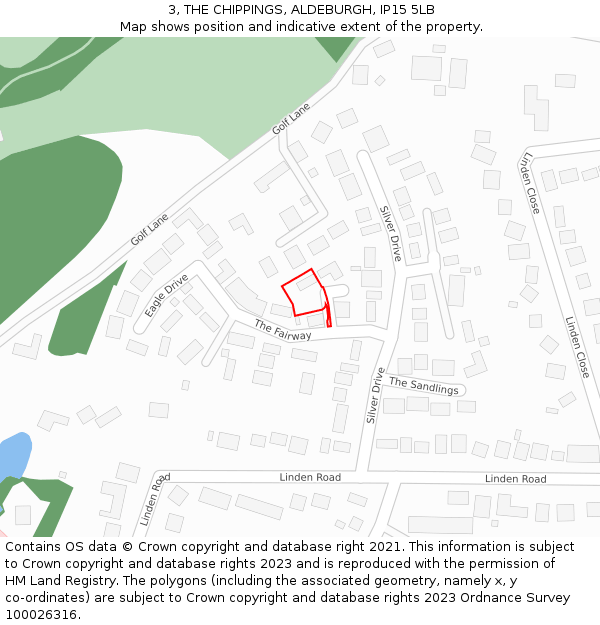 3, THE CHIPPINGS, ALDEBURGH, IP15 5LB: Location map and indicative extent of plot