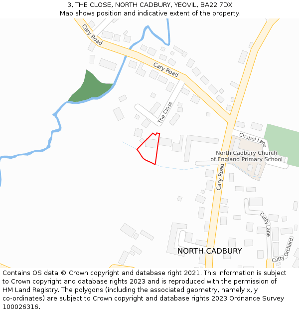 3, THE CLOSE, NORTH CADBURY, YEOVIL, BA22 7DX: Location map and indicative extent of plot