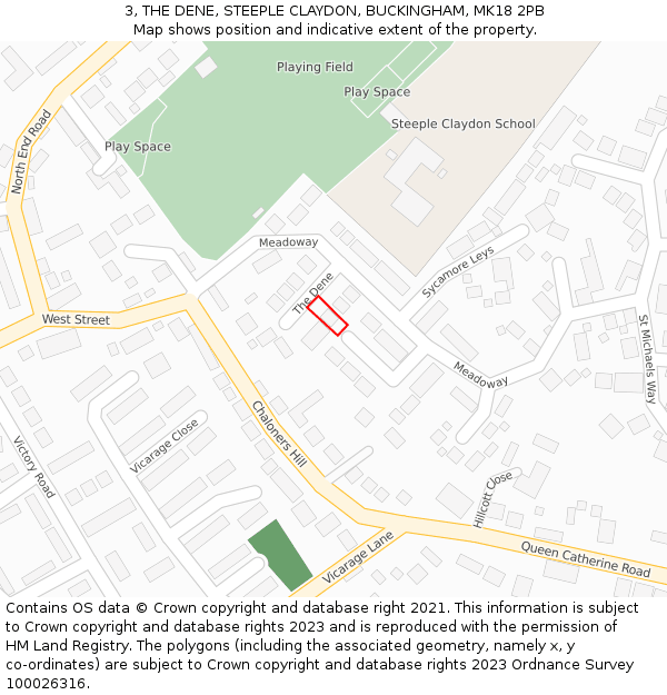 3, THE DENE, STEEPLE CLAYDON, BUCKINGHAM, MK18 2PB: Location map and indicative extent of plot