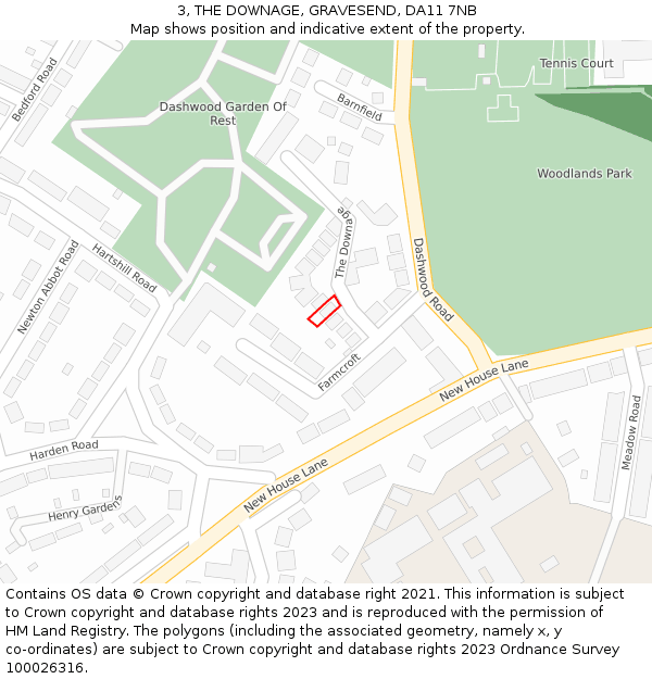 3, THE DOWNAGE, GRAVESEND, DA11 7NB: Location map and indicative extent of plot