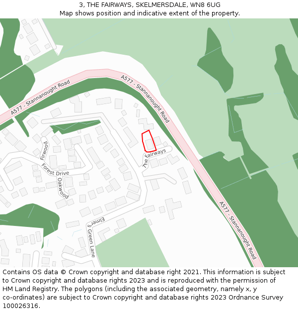 3, THE FAIRWAYS, SKELMERSDALE, WN8 6UG: Location map and indicative extent of plot