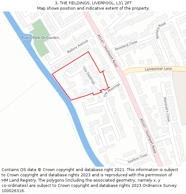 3, THE FIELDINGS, LIVERPOOL, L31 2PT: Location map and indicative extent of plot