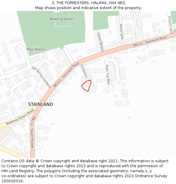 3, THE FORRESTERS, HALIFAX, HX4 9EG: Location map and indicative extent of plot