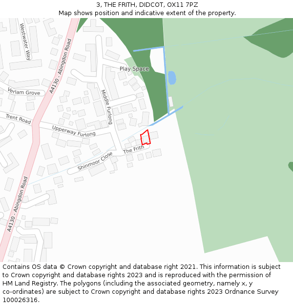 3, THE FRITH, DIDCOT, OX11 7PZ: Location map and indicative extent of plot
