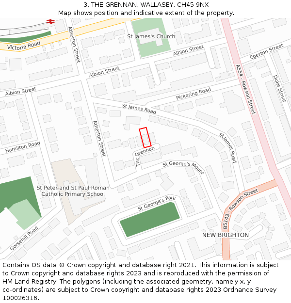 3, THE GRENNAN, WALLASEY, CH45 9NX: Location map and indicative extent of plot