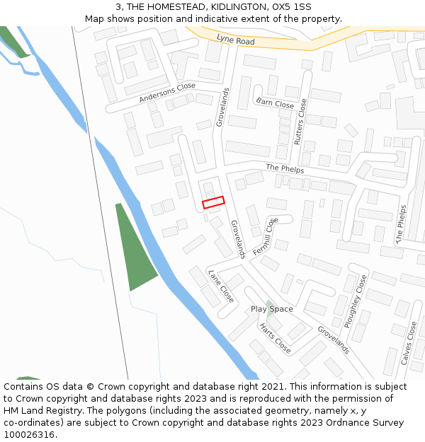 3, THE HOMESTEAD, KIDLINGTON, OX5 1SS: Location map and indicative extent of plot