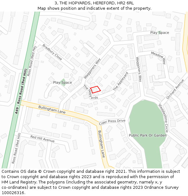 3, THE HOPYARDS, HEREFORD, HR2 6RL: Location map and indicative extent of plot
