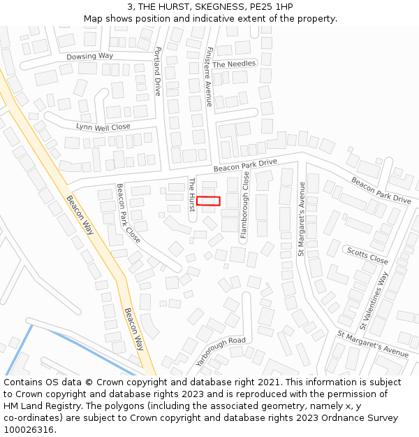 3, THE HURST, SKEGNESS, PE25 1HP: Location map and indicative extent of plot