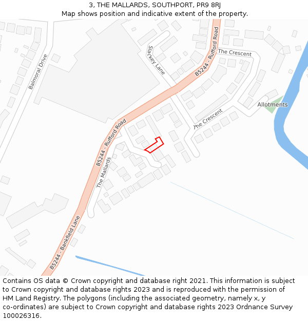 3, THE MALLARDS, SOUTHPORT, PR9 8RJ: Location map and indicative extent of plot