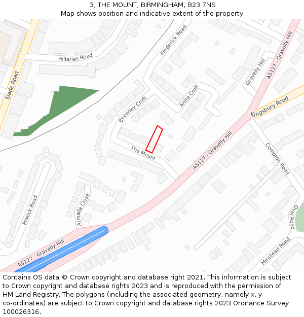 3, THE MOUNT, BIRMINGHAM, B23 7NS: Location map and indicative extent of plot