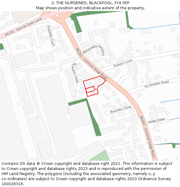 3, THE NURSERIES, BLACKPOOL, FY4 5PP: Location map and indicative extent of plot