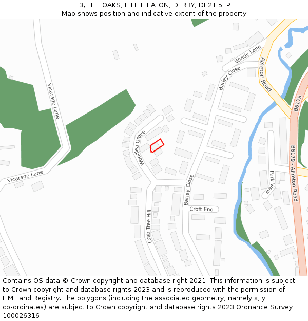 3, THE OAKS, LITTLE EATON, DERBY, DE21 5EP: Location map and indicative extent of plot