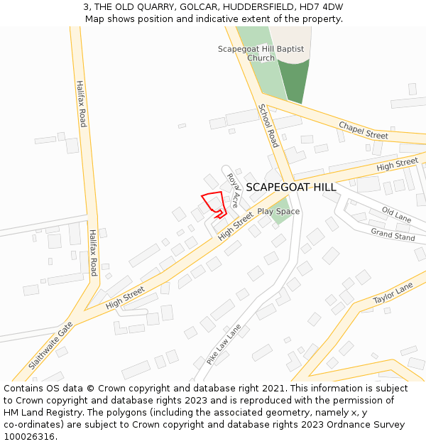 3, THE OLD QUARRY, GOLCAR, HUDDERSFIELD, HD7 4DW: Location map and indicative extent of plot