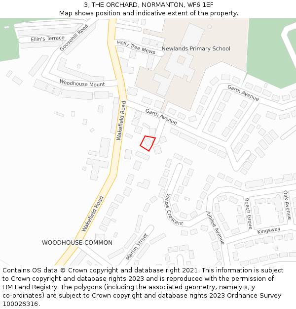 3, THE ORCHARD, NORMANTON, WF6 1EF: Location map and indicative extent of plot