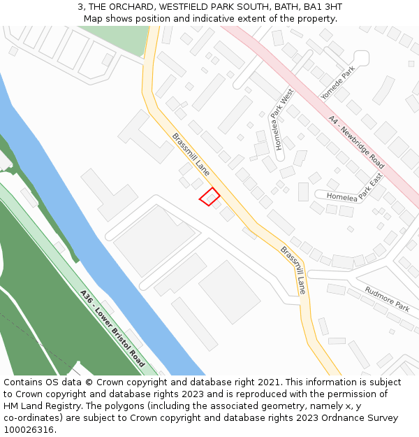 3, THE ORCHARD, WESTFIELD PARK SOUTH, BATH, BA1 3HT: Location map and indicative extent of plot