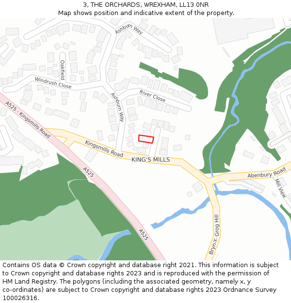 3, THE ORCHARDS, WREXHAM, LL13 0NR: Location map and indicative extent of plot