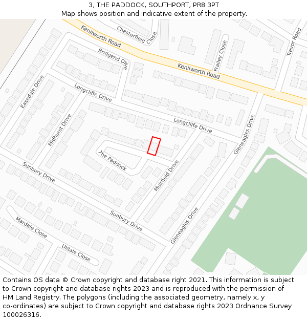 3, THE PADDOCK, SOUTHPORT, PR8 3PT: Location map and indicative extent of plot