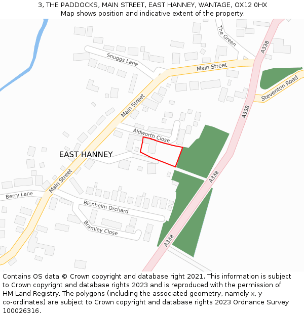 3, THE PADDOCKS, MAIN STREET, EAST HANNEY, WANTAGE, OX12 0HX: Location map and indicative extent of plot