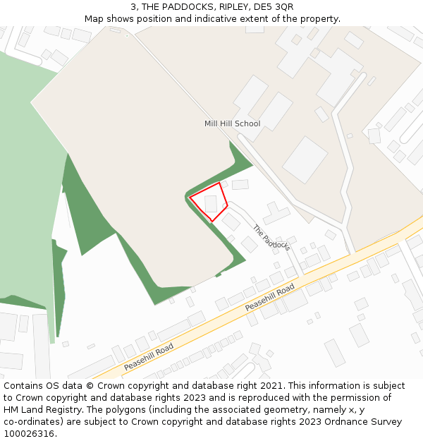 3, THE PADDOCKS, RIPLEY, DE5 3QR: Location map and indicative extent of plot