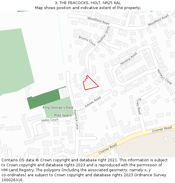 3, THE PEACOCKS, HOLT, NR25 6AL: Location map and indicative extent of plot