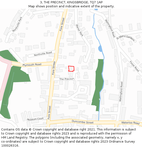 3, THE PRECINCT, KINGSBRIDGE, TQ7 1AP: Location map and indicative extent of plot