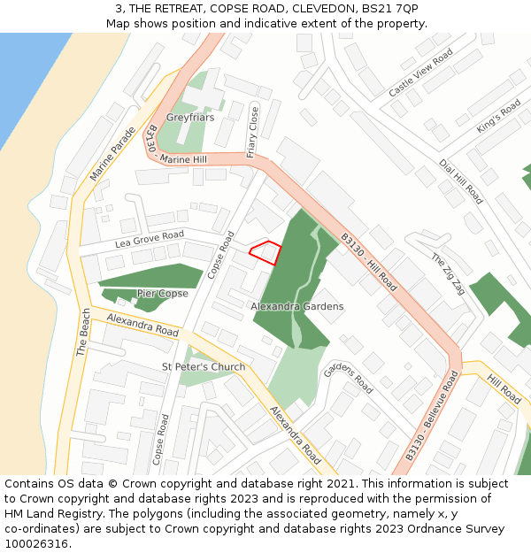 3, THE RETREAT, COPSE ROAD, CLEVEDON, BS21 7QP: Location map and indicative extent of plot