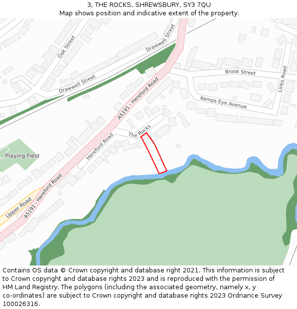 3, THE ROCKS, SHREWSBURY, SY3 7QU: Location map and indicative extent of plot