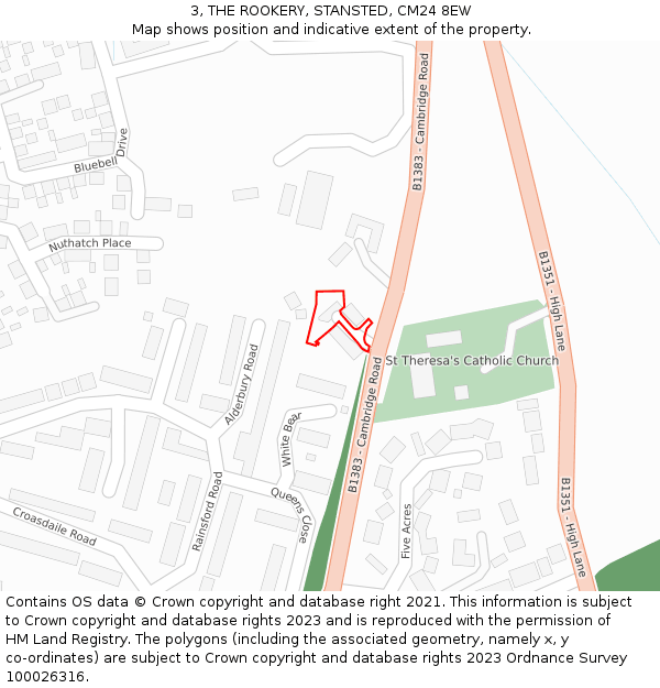 3, THE ROOKERY, STANSTED, CM24 8EW: Location map and indicative extent of plot