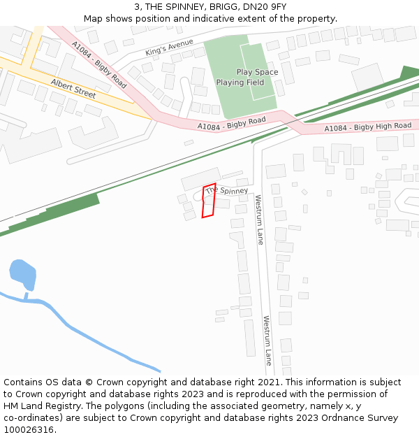 3, THE SPINNEY, BRIGG, DN20 9FY: Location map and indicative extent of plot