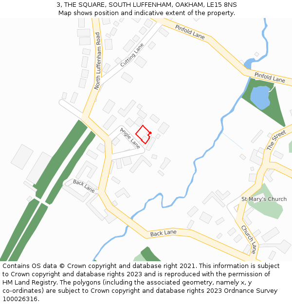 3, THE SQUARE, SOUTH LUFFENHAM, OAKHAM, LE15 8NS: Location map and indicative extent of plot