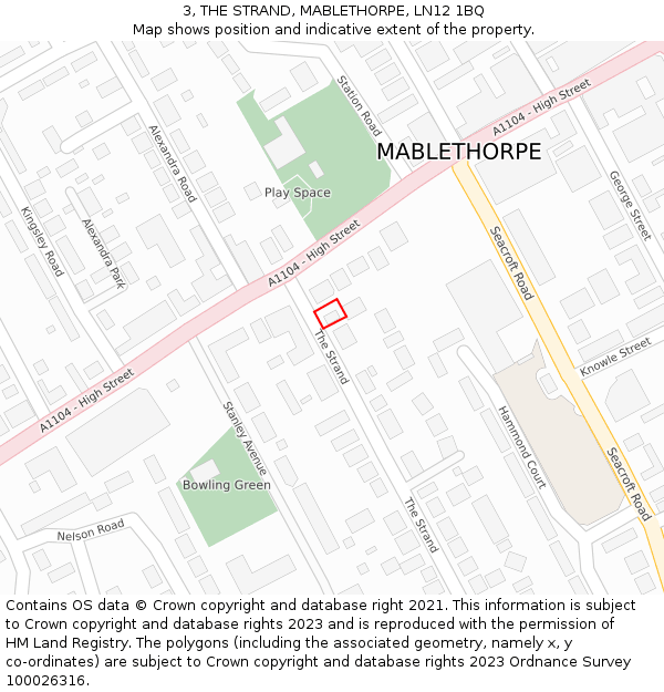 3, THE STRAND, MABLETHORPE, LN12 1BQ: Location map and indicative extent of plot