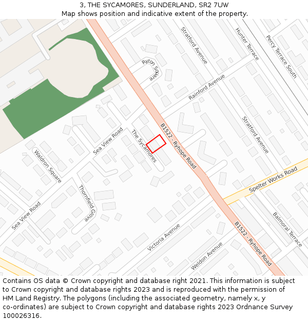 3, THE SYCAMORES, SUNDERLAND, SR2 7UW: Location map and indicative extent of plot