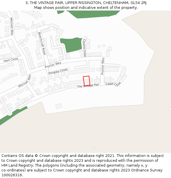 3, THE VINTAGE PAIR, UPPER RISSINGTON, CHELTENHAM, GL54 2RJ: Location map and indicative extent of plot