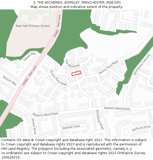 3, THE WICHERIES, WORSLEY, MANCHESTER, M28 0YN: Location map and indicative extent of plot