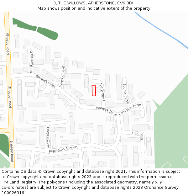 3, THE WILLOWS, ATHERSTONE, CV9 3DH: Location map and indicative extent of plot