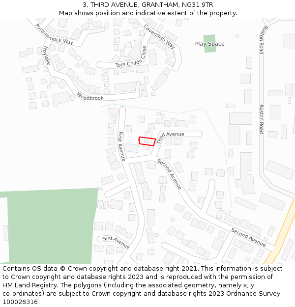 3, THIRD AVENUE, GRANTHAM, NG31 9TR: Location map and indicative extent of plot