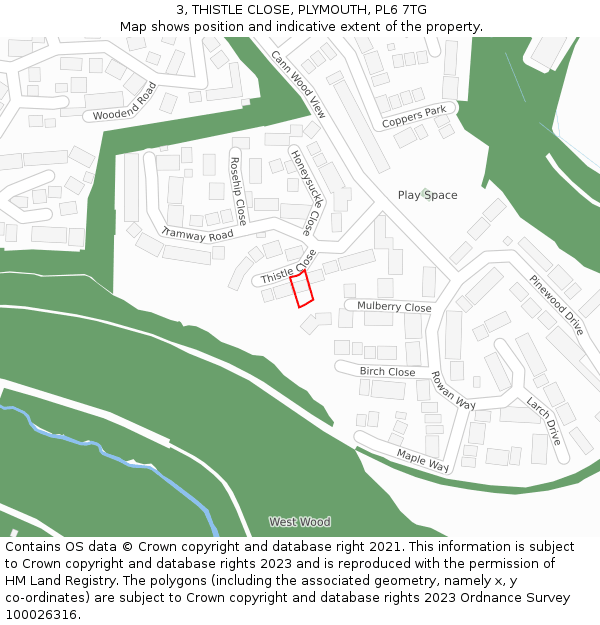 3, THISTLE CLOSE, PLYMOUTH, PL6 7TG: Location map and indicative extent of plot