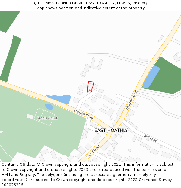 3, THOMAS TURNER DRIVE, EAST HOATHLY, LEWES, BN8 6QF: Location map and indicative extent of plot
