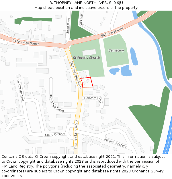 3, THORNEY LANE NORTH, IVER, SL0 9JU: Location map and indicative extent of plot
