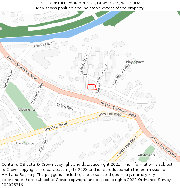 3, THORNHILL PARK AVENUE, DEWSBURY, WF12 0DA: Location map and indicative extent of plot