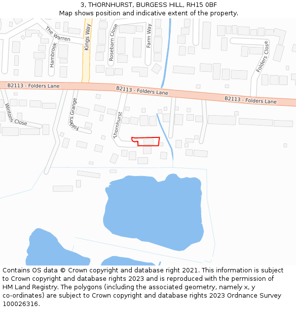 3, THORNHURST, BURGESS HILL, RH15 0BF: Location map and indicative extent of plot